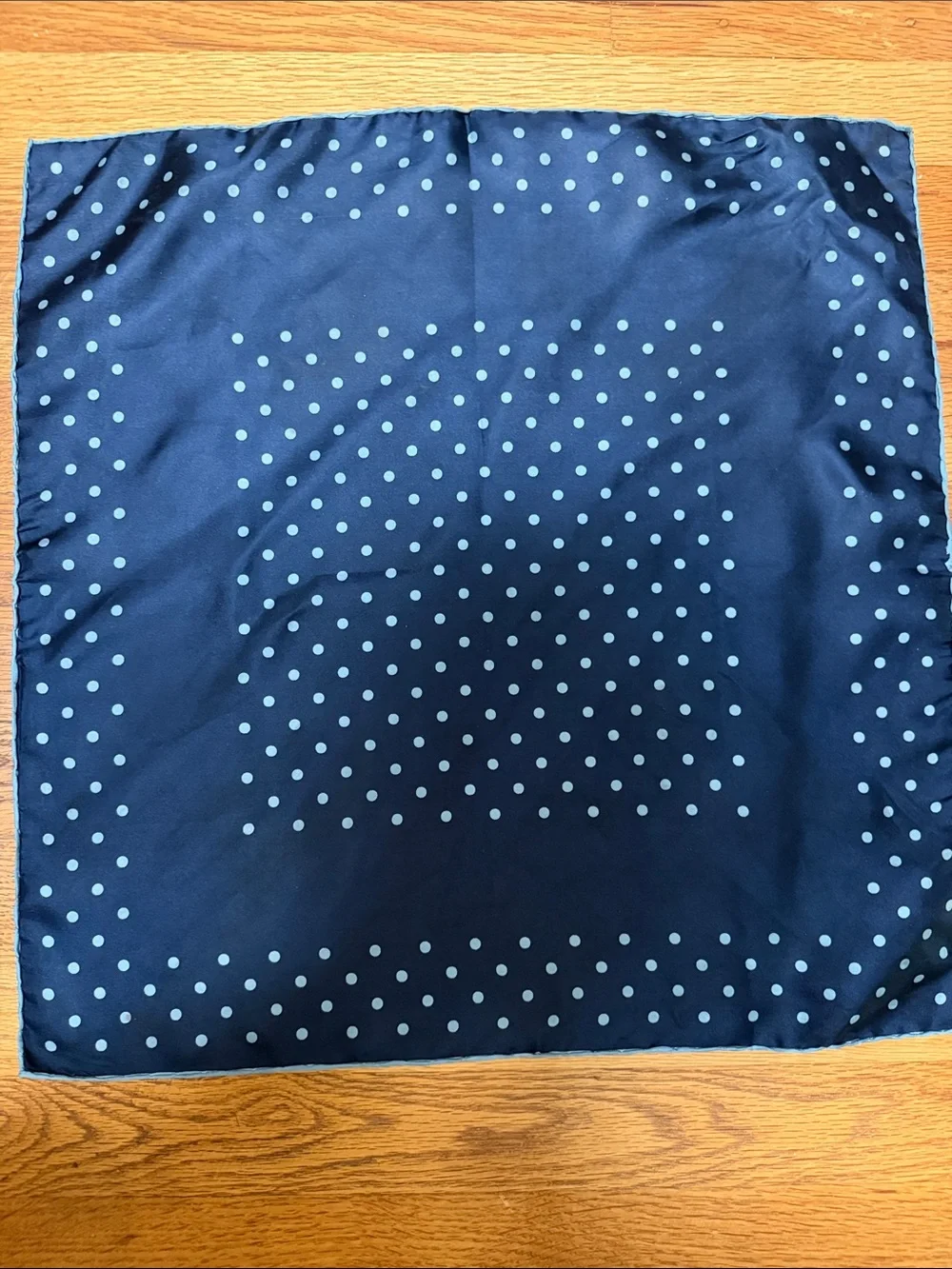 VTG Timeless Navy Blue Polka Dot Square Silk Scarf | Neck / Hair Scarf